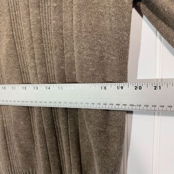 Oscar de la Renta Men’s Sweater XL Half Zip Taupe Ribbed Cotton Blend Pullover - Picture 5 of 9